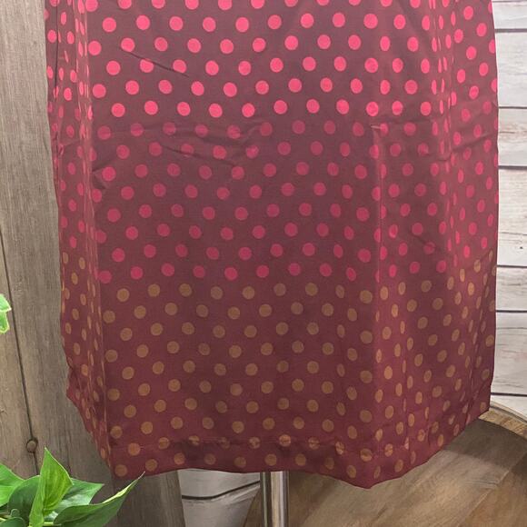 Old Navy 3/4 Sleeve Polka Dot Dress Large Burgandy Maroon Ombre Dots Scoop Neck - Picture 3 of 11